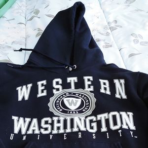 College pullover sweatshirt with hoodie